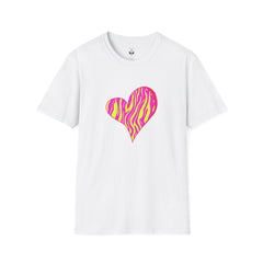 Pink Zebra Heart Unisex T-Shirt, Custom Love Shirt, Casual Wear, Gift for Her, Trendy Summer Tee