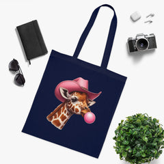 Cowboy Giraffe Cotton Tote Bag | Cute Animal Eco-Friendly Tote | Gift for Animal Lovers, Shopping, Beach, Travel