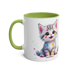 Cute Cat Two-Tone Coffee Mug for Cat Lovers
