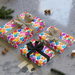 Colorful Handprint Gift Wrapping Paper Roll - Perfect for Kids' Parties & Celebrations