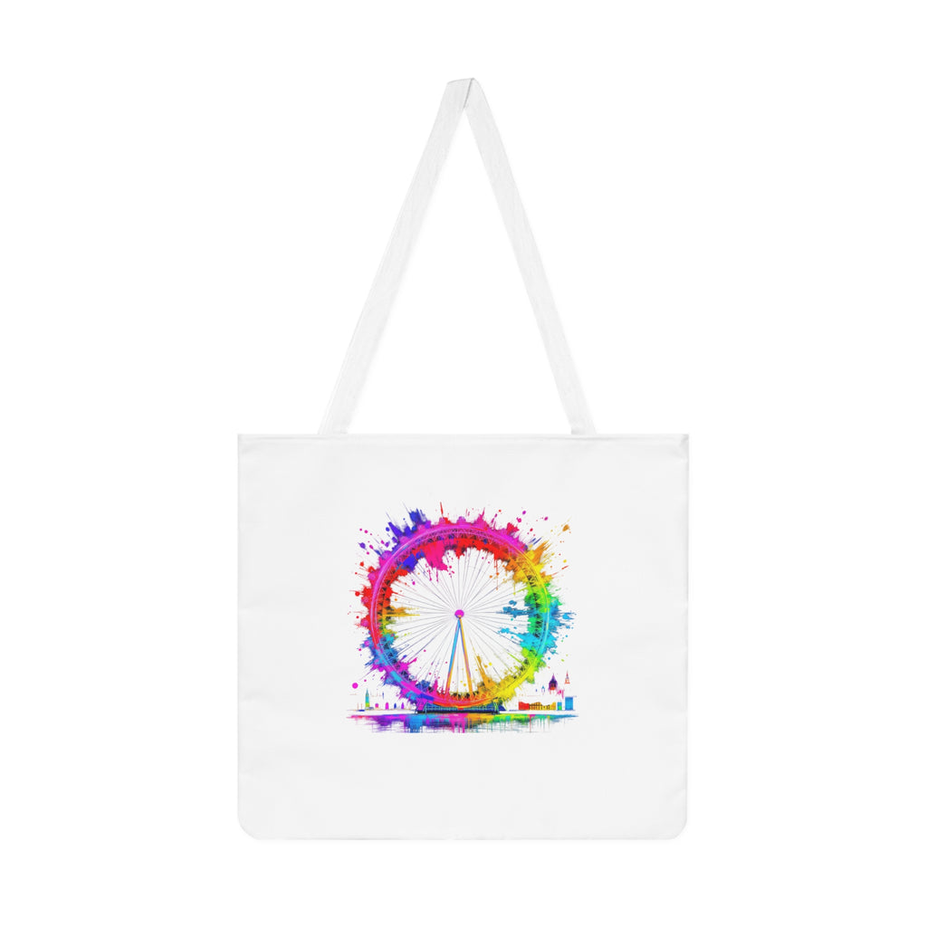 Colorful London Eye Shoulder Tote Bag, Eco-Friendly Tote, Travel Bag, Summer Beach Tote, Gift for Her, Festival Accessory
