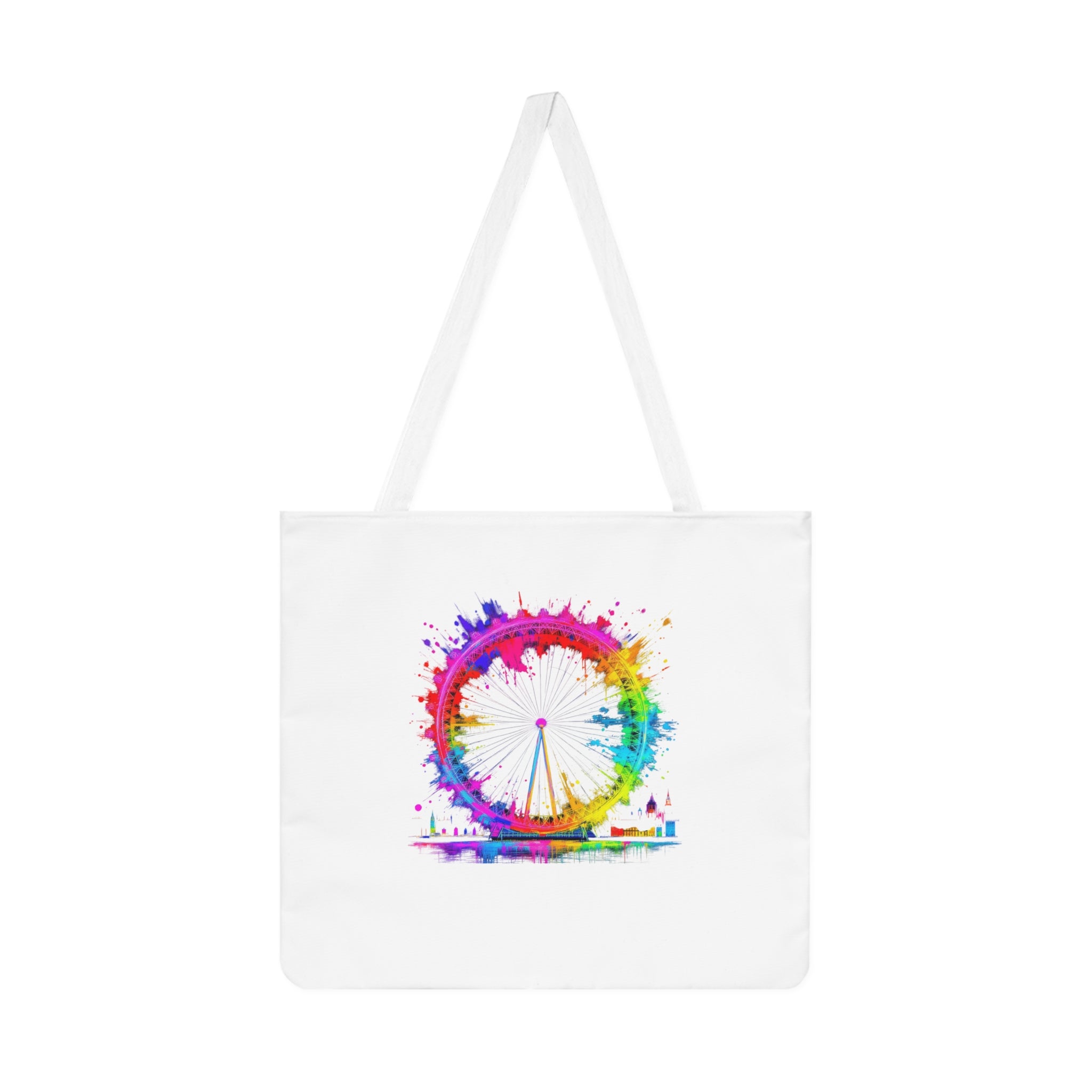 Colorful London Eye Shoulder Tote Bag, Eco-Friendly Tote, Travel Bag, Summer Beach Tote, Gift for Her, Festival Accessory