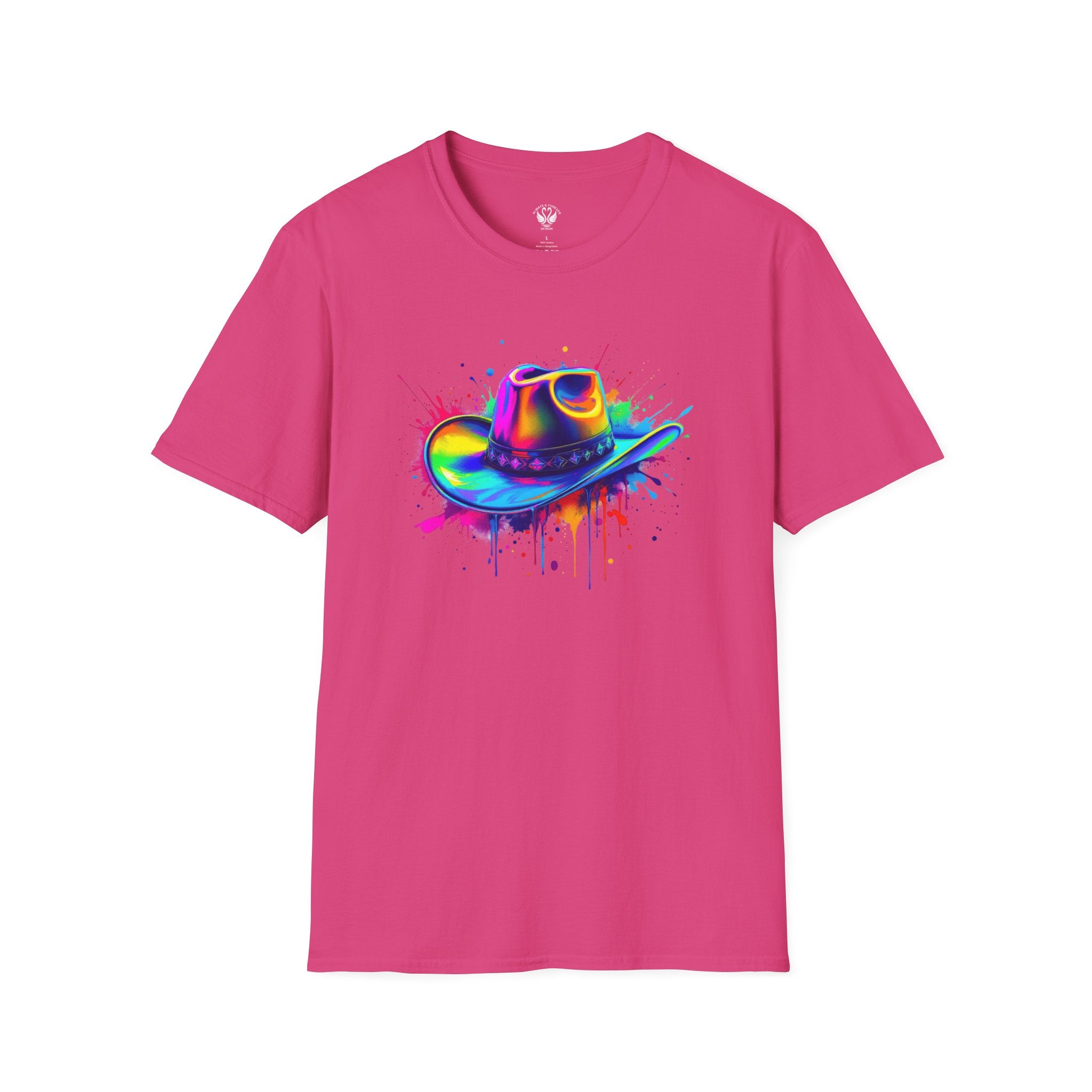 Colourful Cowboy Hat Unisex T-Shirt, Fun Graphic Tee, Festival Wear, Summer Celebration Shirt, LGBTQ Pride Apparel, Gift for Friends