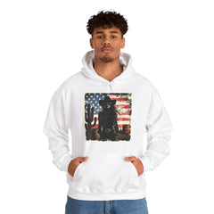 Western Cowboy Hoodie - Unisex Heavy Blend Sweatshirt, American Flag Design, Fashion Statement, Gift for Him, Cozy Apparel