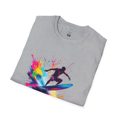 Colorful Surfing Unisex T-Shirt, Casual Beach Wear, Summer Vibes, Gift for Surfers, Beach Lovers, Graphic Tee