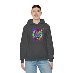 Colorful Tiger Hoodie – Unisex Heavy Blend™, Rainbow Tiger Sweatshirt, Graphic Hoodie, Animal Lover Gift, Unique Hooded Sweatshirt
