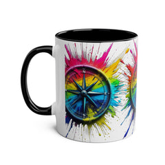 Vibrant Compass Two-Tone Coffee Mug | Colorful Gradient Design for Adventurers