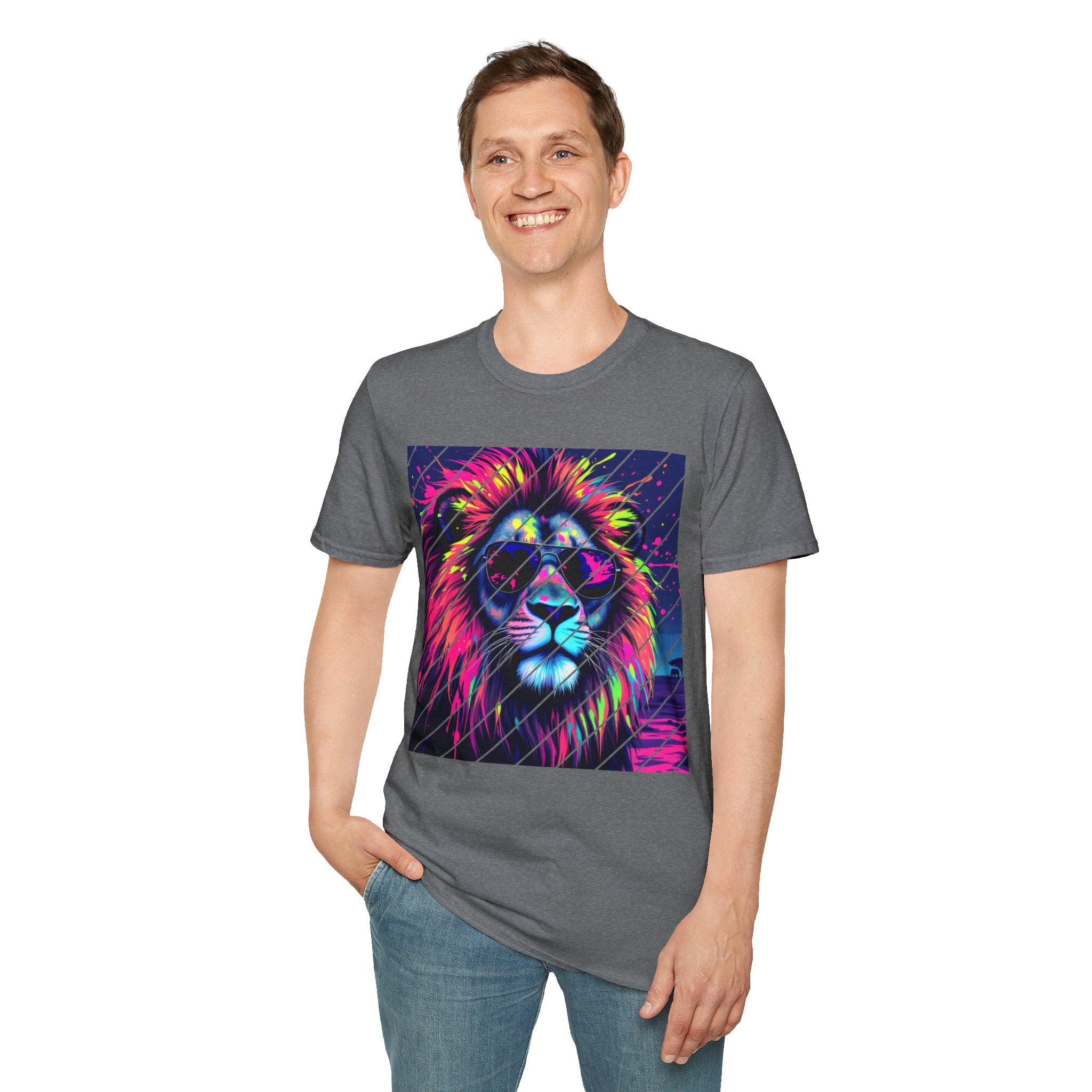 Vibrant Lion Graphic T-Shirt, Colorful Unisex Tee, Gift for Animal Lovers, Trendy Casual Wear, Perfect for Birthdays and Celebrations