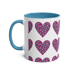 Pink Leopard Hearts Two-Tone Coffee Mug - 11oz - Perfect for Valentine's Day and Gift Giving