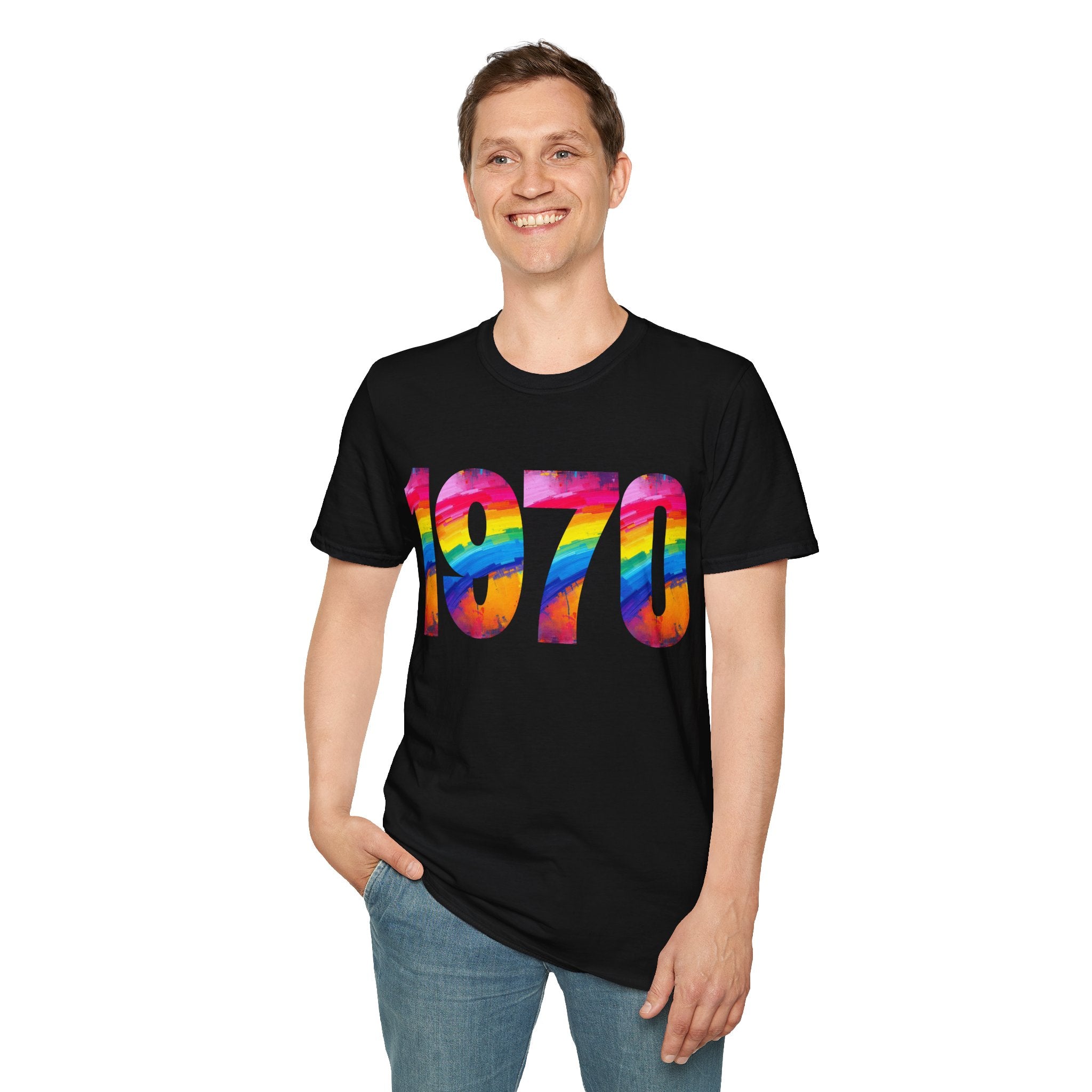 Retro 1970 Rainbow Unisex T-Shirt, Vintage Graphic Tee, LGBTQ Pride Apparel, Casual Streetwear, Gift Idea for Birthdays