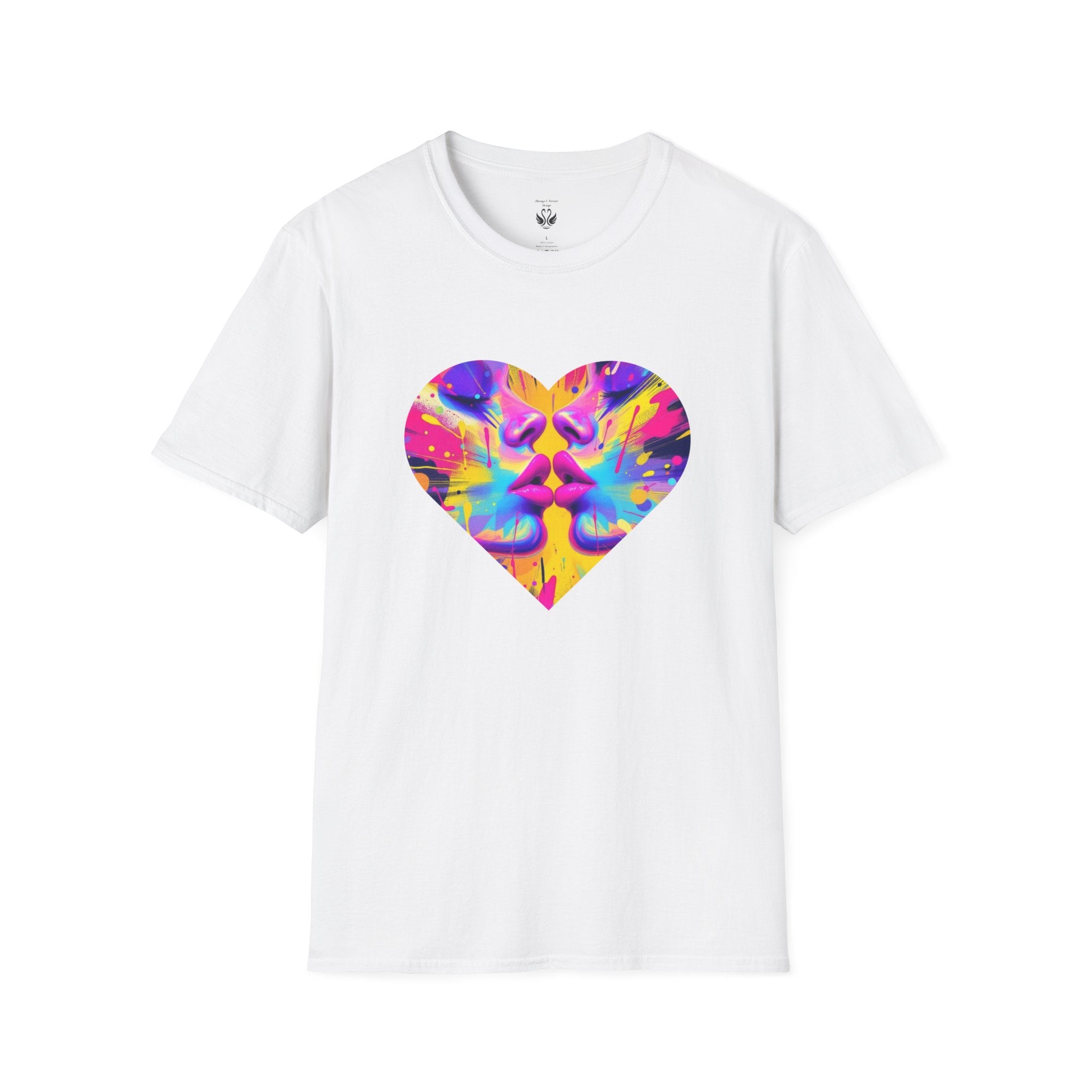 Vibrant Heart Art T-Shirt, Colorful Unisex Tee for Couples, Gift for Valentine's Day, Artistic Love Shirt, Casual Everyday Wear