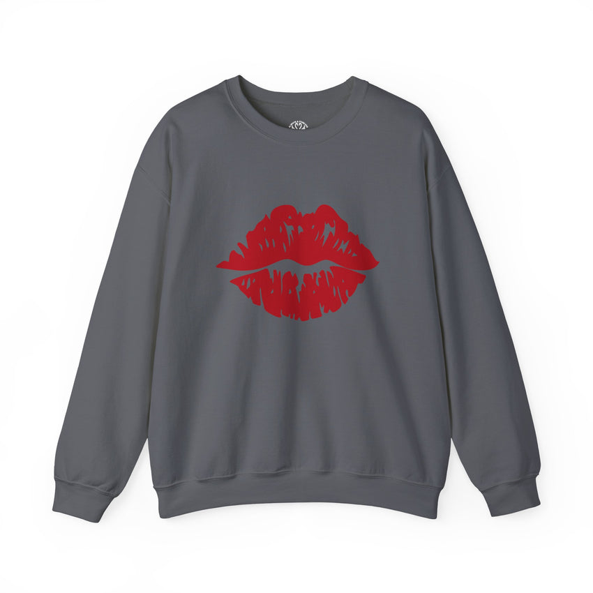 Romantic Lip Print Crewneck Sweatshirt | Perfect Gift for Her | Cozy Casual Wear, Valentine's Day, Birthday, Self-Care