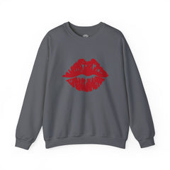 Romantic Lip Print Crewneck Sweatshirt | Perfect Gift for Her | Cozy Casual Wear, Valentine's Day, Birthday, Self-Care