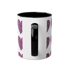 Pink Leopard Hearts Two-Tone Coffee Mug - 11oz - Perfect for Valentine's Day and Gift Giving