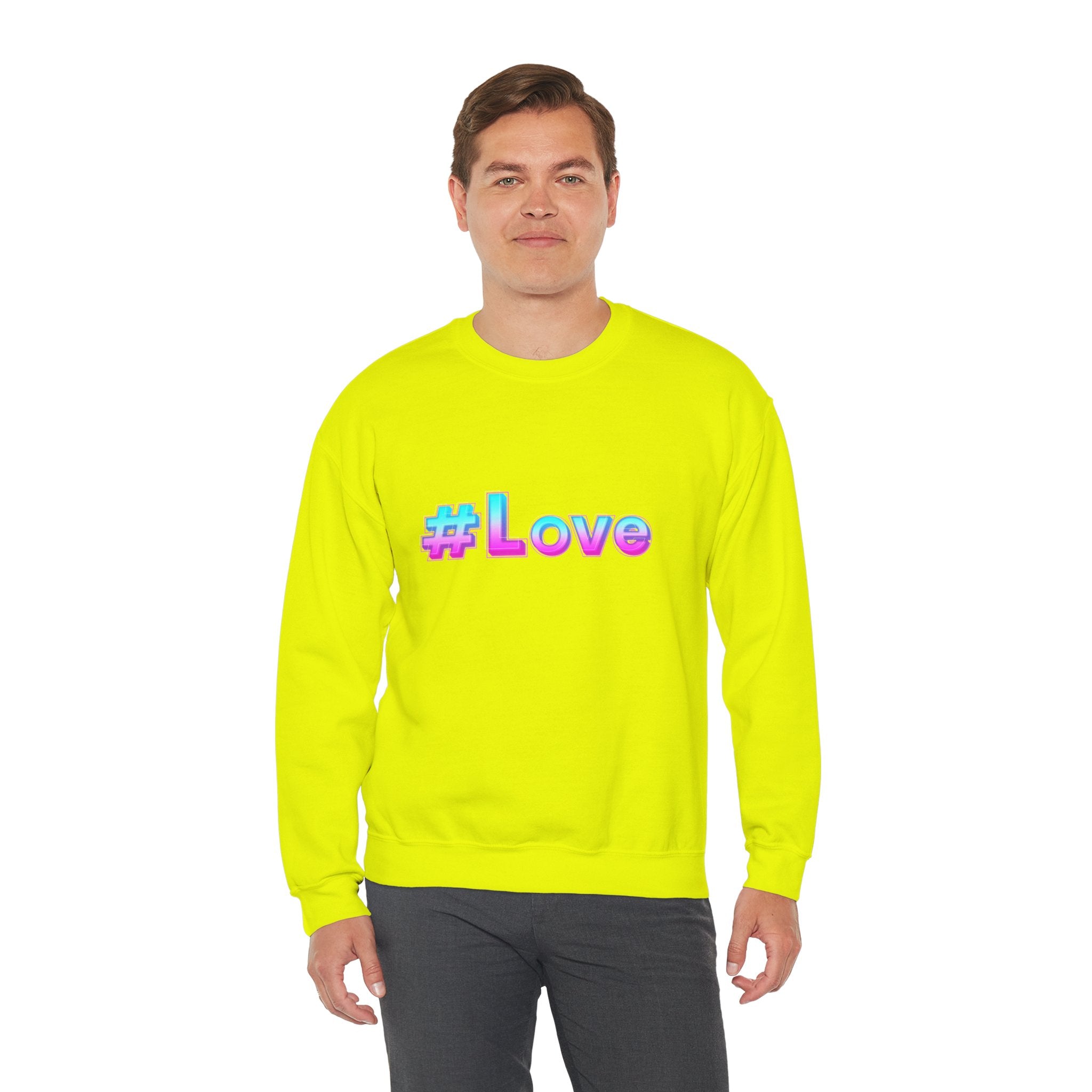 Colorful #Love Crewneck Sweatshirt for Cozy Vibes, Perfect Gift for Friends, Family, Valentine's Day, Everyday Wear, Casual Style