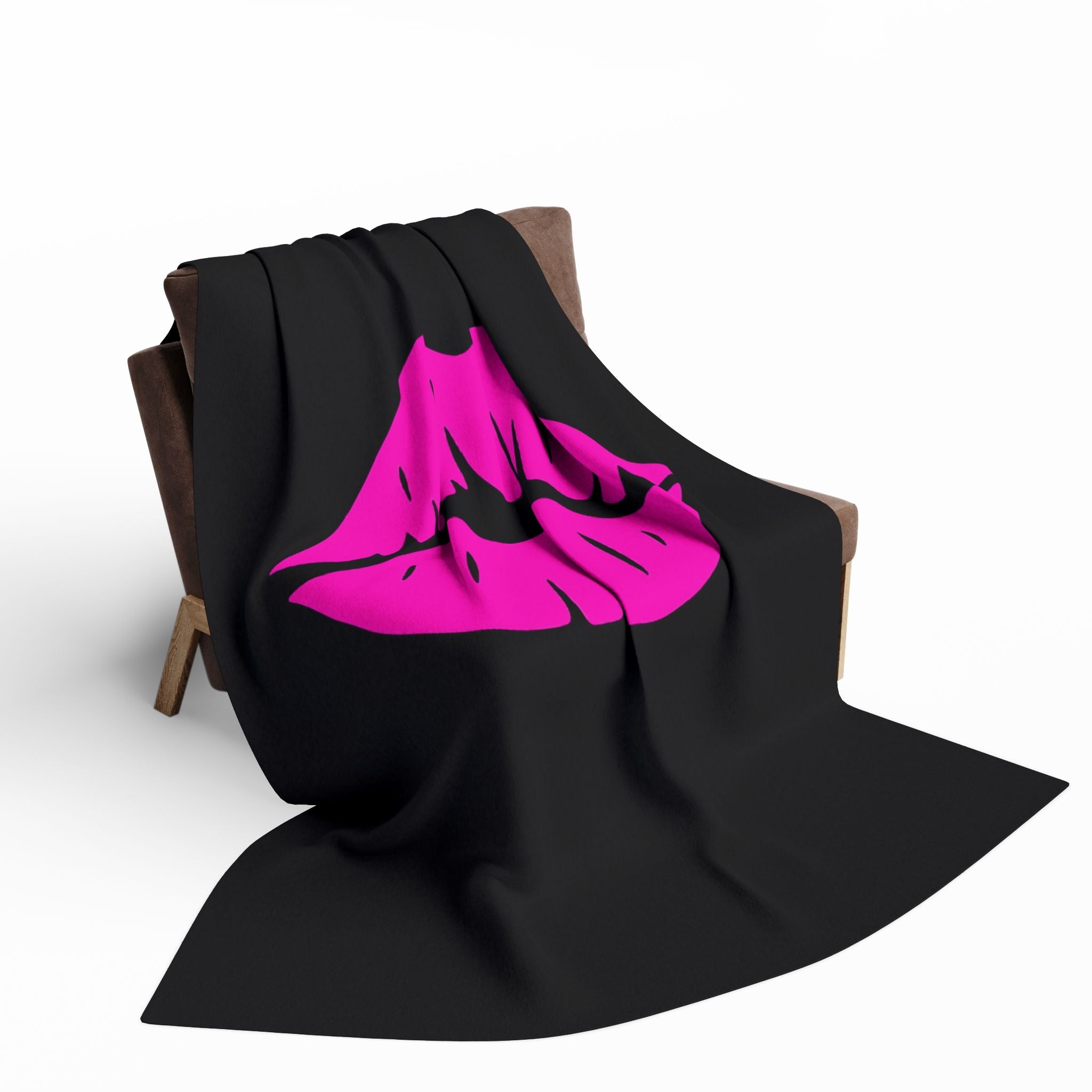 Chic Kiss Design Fleece Blanket, Cozy Throw Blanket, Glam Decor, Romantic Gift, Valentine's Day, Bedroom Essential, Unique Blanket