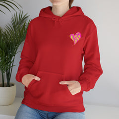 Vibrant Heart Print Hoodie - Funky Sweatshirt for Cozy Days, Perfect for Gifts, Casual Wear, Festivals, and Everyday Comfort