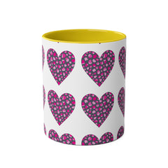 Pink Leopard Hearts Two-Tone Coffee Mug - 11oz - Perfect for Valentine's Day and Gift Giving