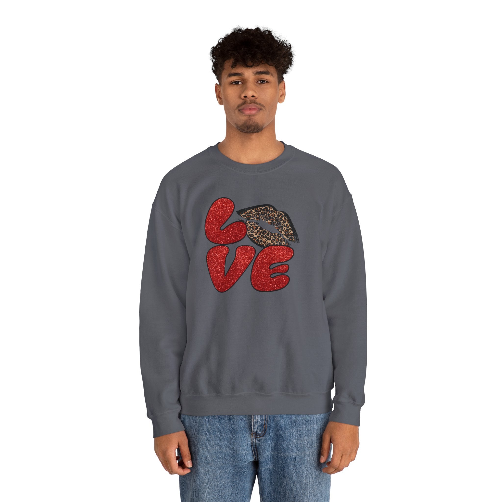 Love Graphic Sweatshirt, Cozy Crewneck for Couples, Valentine's Day Gift, Trendy Casual Wear, Fashionable Lounge Top