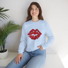 Romantic Lip Print Crewneck Sweatshirt | Perfect Gift for Her | Cozy Casual Wear, Valentine's Day, Birthday, Self-Care