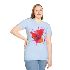 Vibrant Poppy Unisex T-Shirt, Colorful Art Tee, Summer Fashion, Gift for Nature Lovers, Casual Wear, Statement Piece