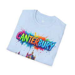Canterbury Colorful T-Shirt | Vibrant Graphic Tee, Unisex Fashion, Travel Souvenir, Art Lovers Gift, Summer Wardrobe Essential