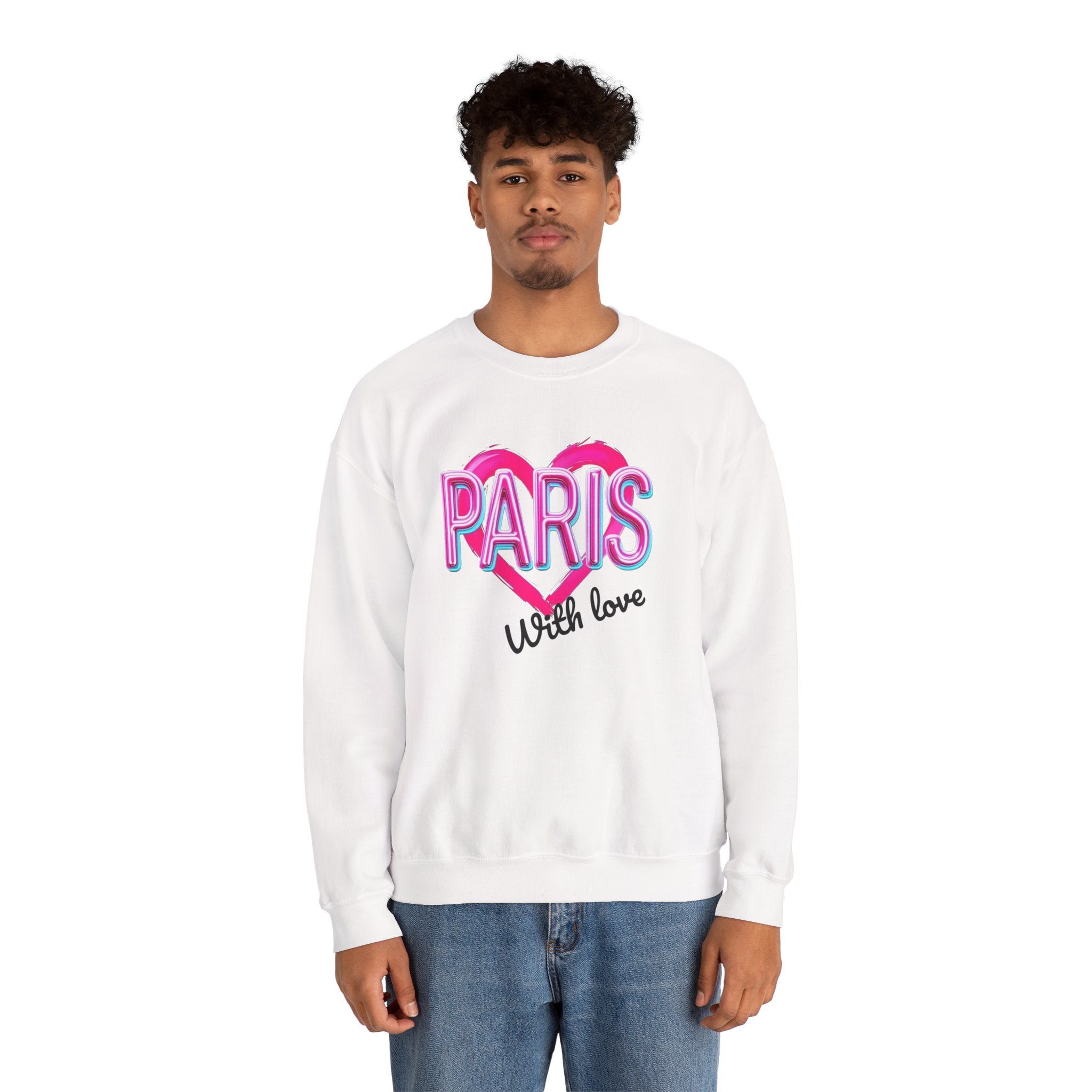 Paris Love Crewneck Sweatshirt, Gift for Her, Cozy Fashion, Travel Souvenir, Valentine's Day, Casual Style