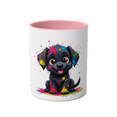 Colorful Puppy Two-Tone Coffee Mug | Cute Dog Lover Gift | Pet-Themed Kitchenware | Birthday Mug | Vibrant Print