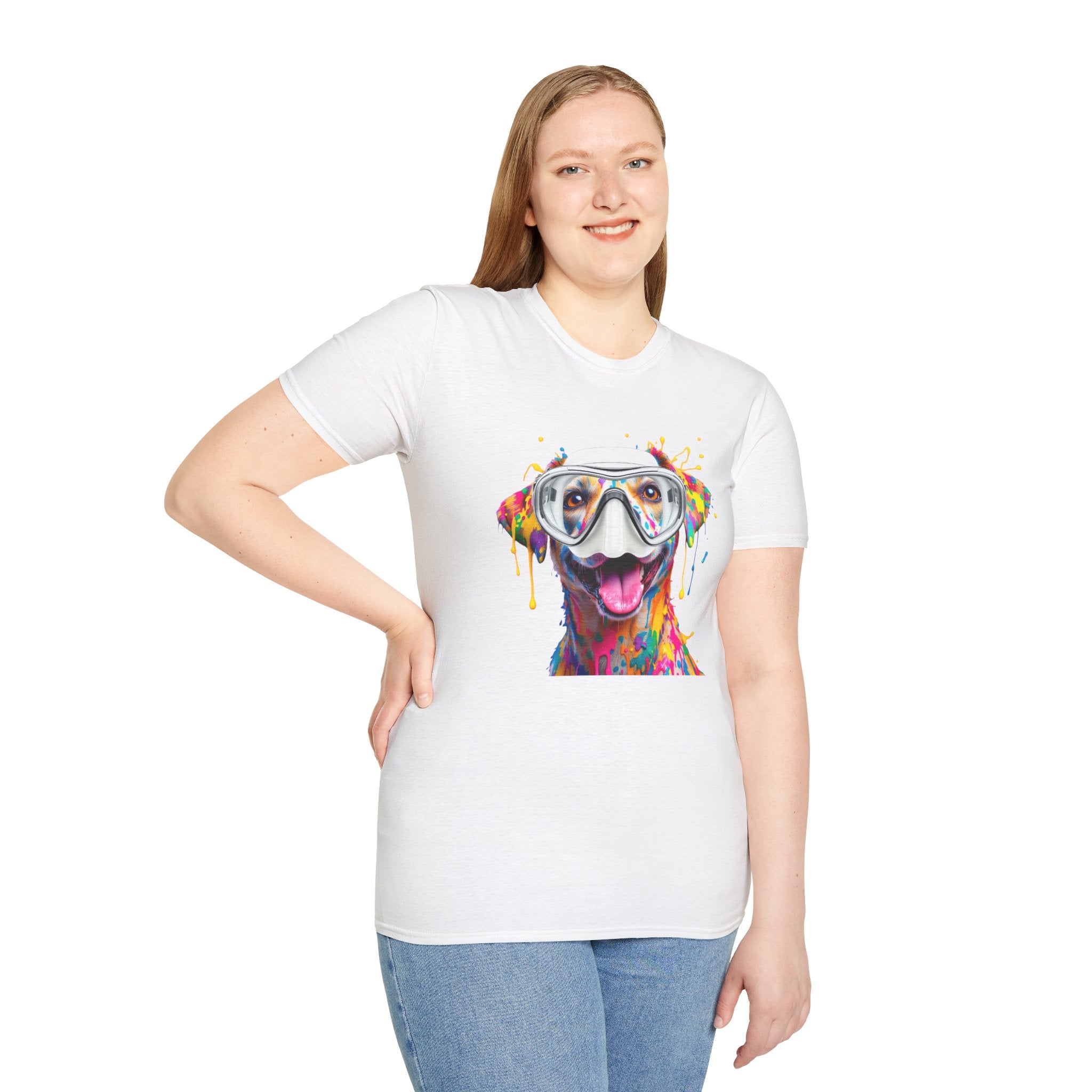 Vibrant Dog Art Unisex T-Shirt – Cute Pet Lover Gift, Animal Artwork Tee, Colorful Dog Graphic Top, Unique Gift for Dog Owners