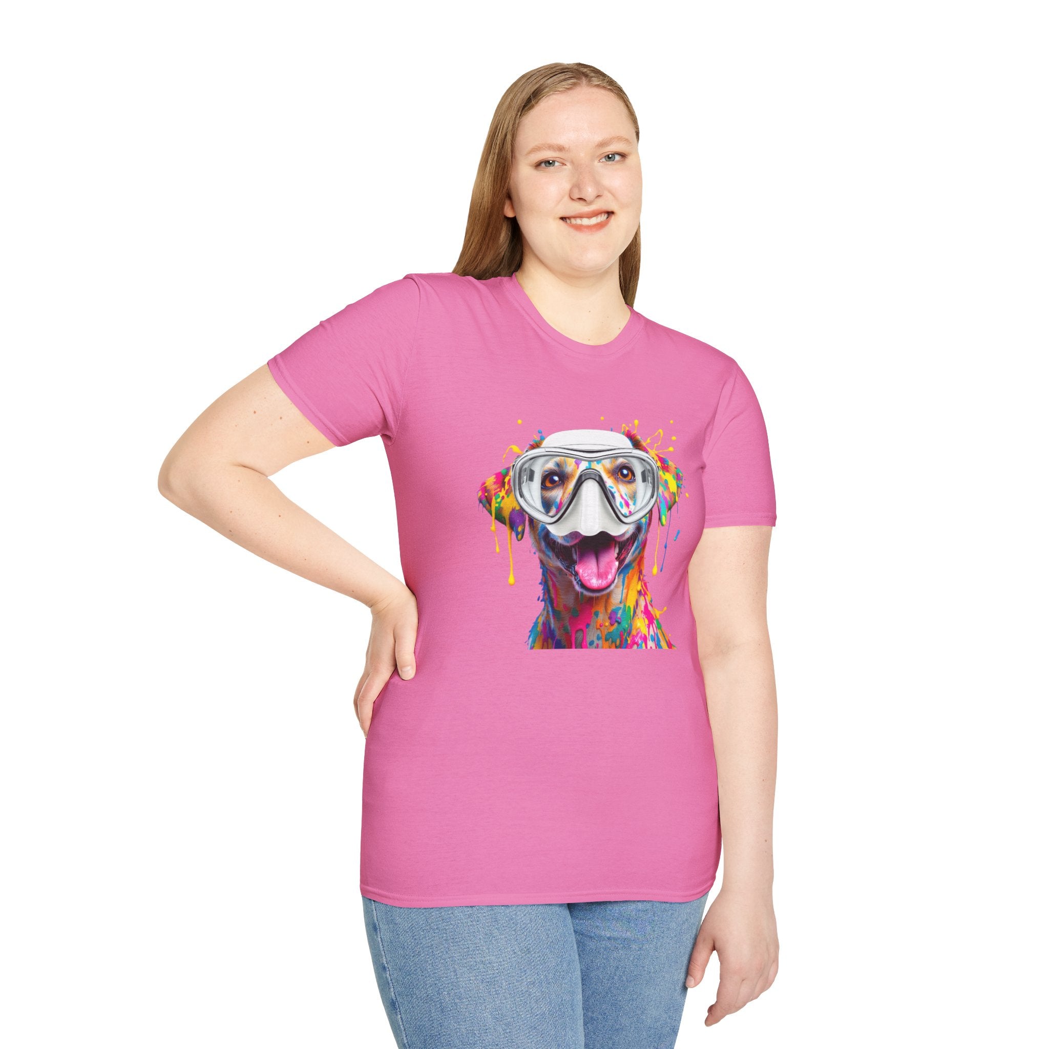 Vibrant Dog Art Unisex T-Shirt – Cute Pet Lover Gift, Animal Artwork Tee, Colorful Dog Graphic Top, Unique Gift for Dog Owners