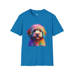 Colorful Puppy Art T-Shirt, Animal Lover Gift, Pet Owner Apparel, Fun Fashion for Dog Lovers, Unique Graphic Tee