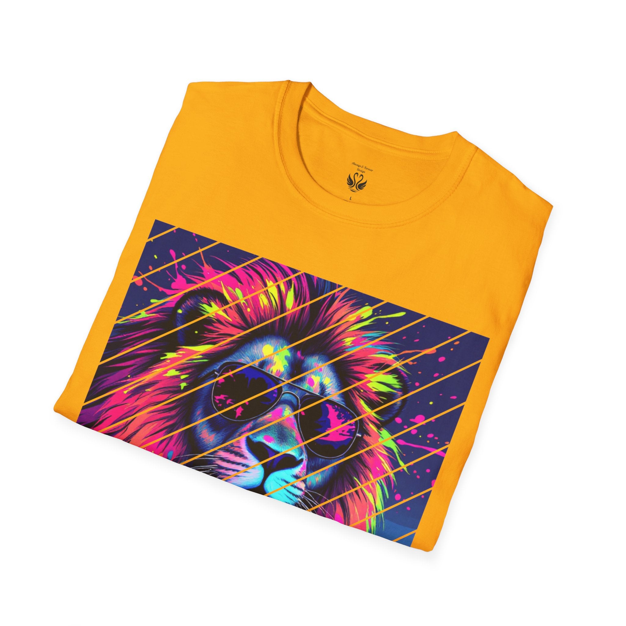 Vibrant Lion Graphic T-Shirt, Colorful Unisex Tee, Gift for Animal Lovers, Trendy Casual Wear, Perfect for Birthdays and Celebrations
