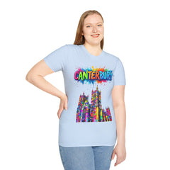 Canterbury Colorful T-Shirt | Vibrant Graphic Tee, Unisex Fashion, Travel Souvenir, Art Lovers Gift, Summer Wardrobe Essential