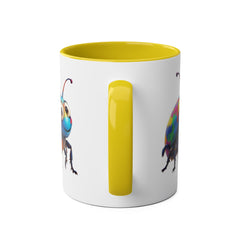Colorful Beetle Two-Tone Coffee Mug - 11oz Fun and Whimsical Design