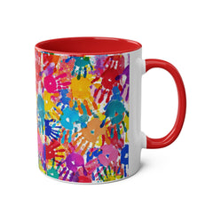 Vibrant Handprint Coffee Mug - 11oz Colorful Gift for Kids & Families