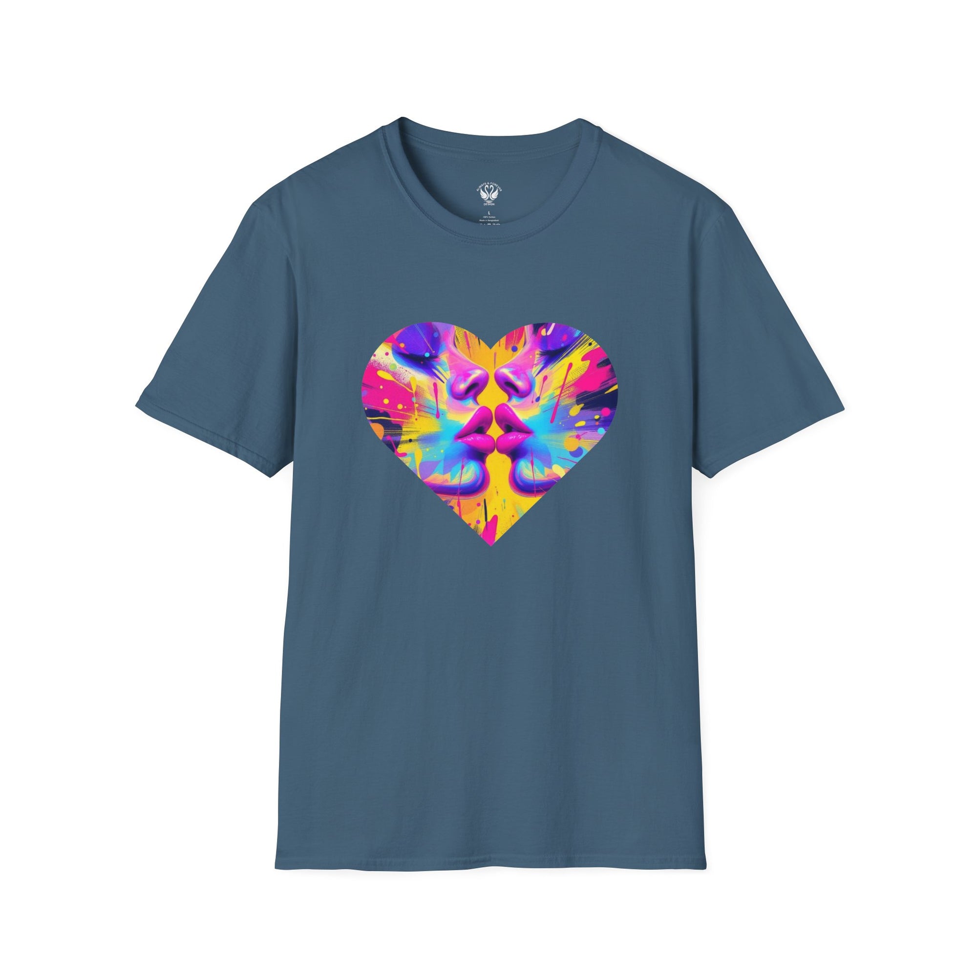 Vibrant Heart Art T-Shirt, Colorful Unisex Tee for Couples, Gift for Valentine's Day, Artistic Love Shirt, Casual Everyday Wear