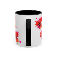 Vibrant Floral Accent Coffee Mug - Colorful Poppy Design - 11 & 15oz