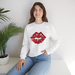Romantic Lip Print Crewneck Sweatshirt | Perfect Gift for Her | Cozy Casual Wear, Valentine's Day, Birthday, Self-Care