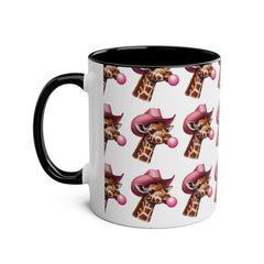 Fun Giraffe Coffee Mug, Whimsical Cup, Red Two-Tone Mug, Cute Gifts, Animal Lover Drinkware, Perfect for Birthdays, Unique Kitchen Decor