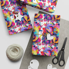 Colorful Elephant Gift Wrapping Paper Sheets - Eco-Friendly, Fun, Vibrant Designs for Parties, Holidays, Birthdays, Celebrations