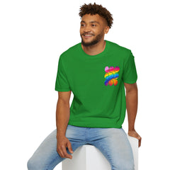 Vibrant Rainbow Softstyle T-Shirt, Unisex Pride Tee, LGBTQ+ Apparel, Colorful Casual Wear, Summer Festival Shirt