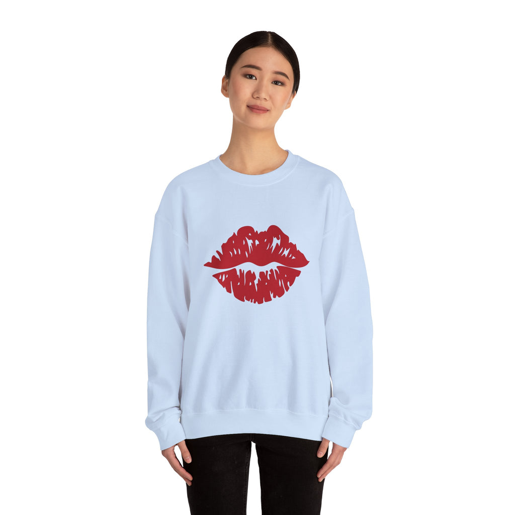 Romantic Lip Print Crewneck Sweatshirt | Perfect Gift for Her | Cozy Casual Wear, Valentine's Day, Birthday, Self-Care