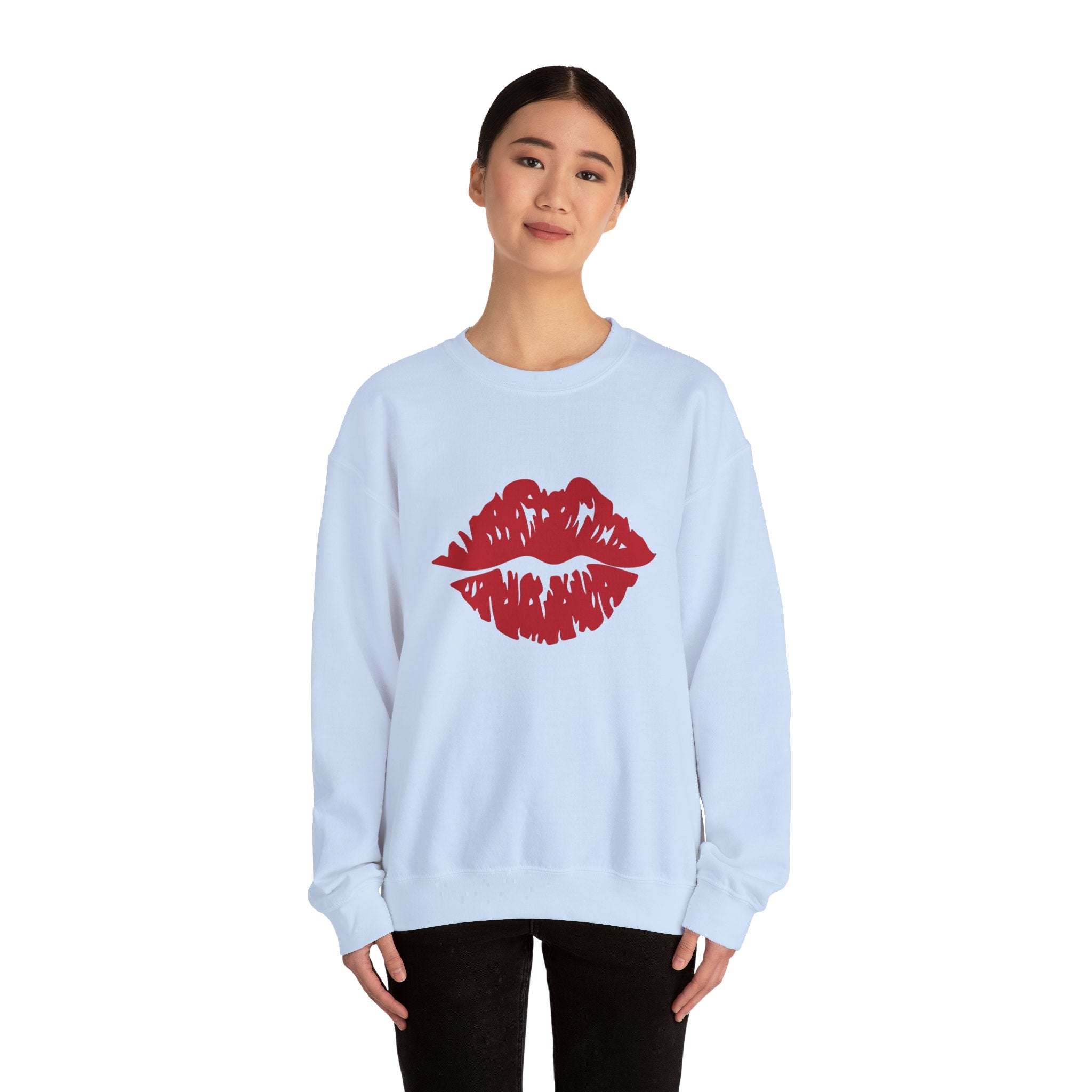 Romantic Lip Print Crewneck Sweatshirt | Perfect Gift for Her | Cozy Casual Wear, Valentine's Day, Birthday, Self-Care