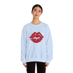 Romantic Lip Print Crewneck Sweatshirt | Perfect Gift for Her | Cozy Casual Wear, Valentine's Day, Birthday, Self-Care