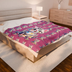 Cute Cat Velveteen Plush Blanket - Cozy Pet Lover Gift