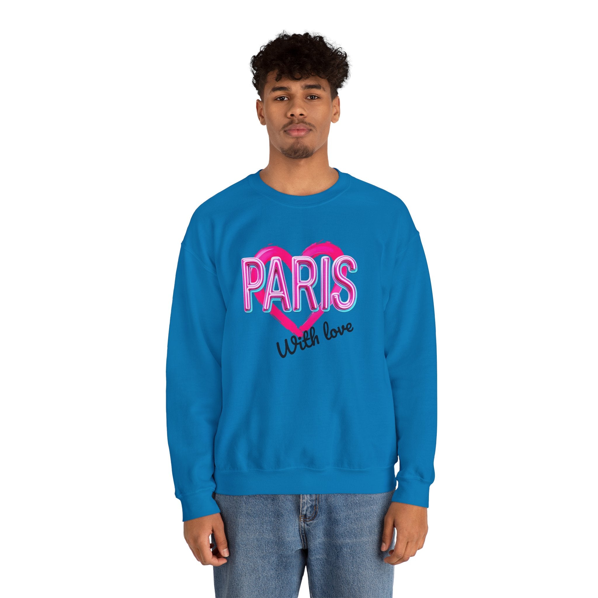 Paris Love Crewneck Sweatshirt, Gift for Her, Cozy Fashion, Travel Souvenir, Valentine's Day, Casual Style