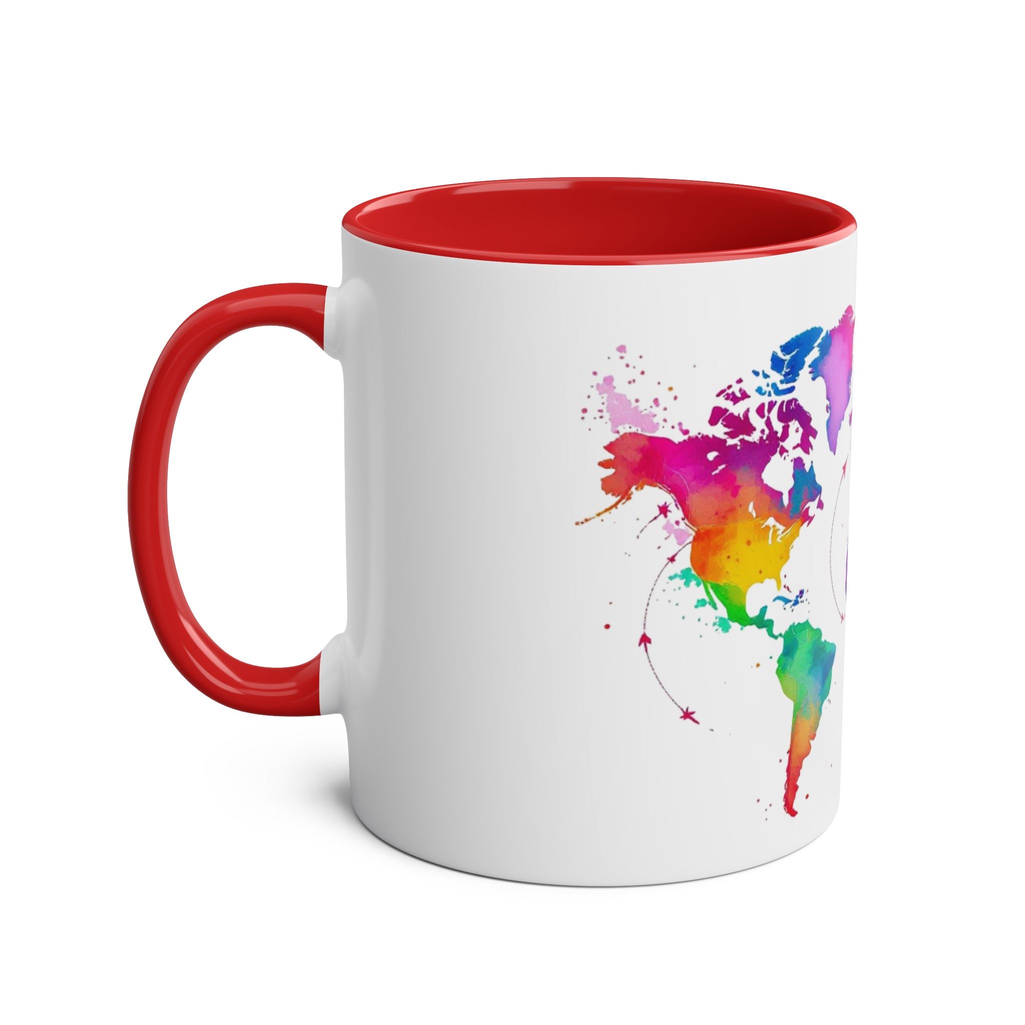 Colorful Map Two-Tone Coffee Mug - 11oz Travel Lovers Gift