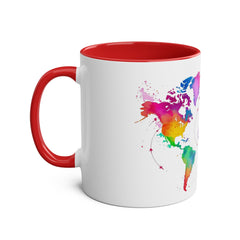 Colorful Map Two-Tone Coffee Mug - 11oz Travel Lovers Gift