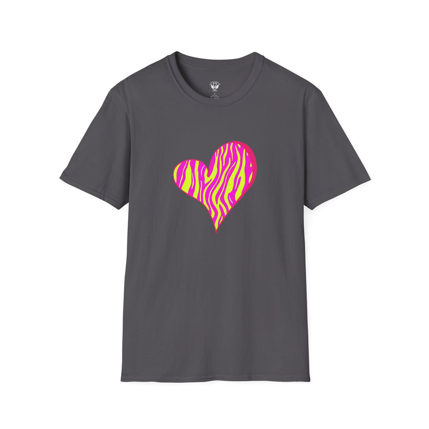 Pink Zebra Heart Unisex T-Shirt, Custom Love Shirt, Casual Wear, Gift for Her, Trendy Summer Tee