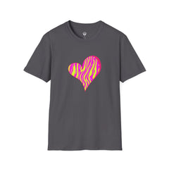 Pink Zebra Heart Unisex T-Shirt, Custom Love Shirt, Casual Wear, Gift for Her, Trendy Summer Tee